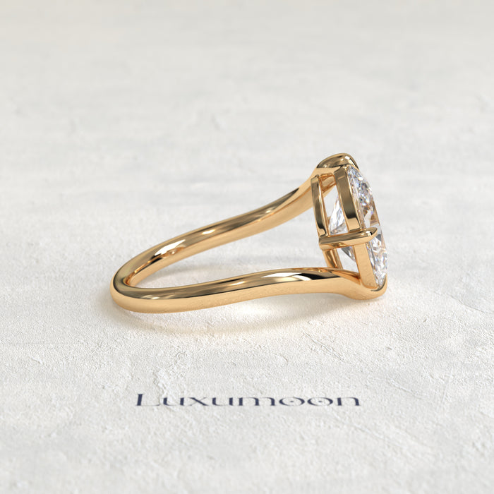 The Eryn – Oval Diamond Top Bottom Wave Engagement Ring