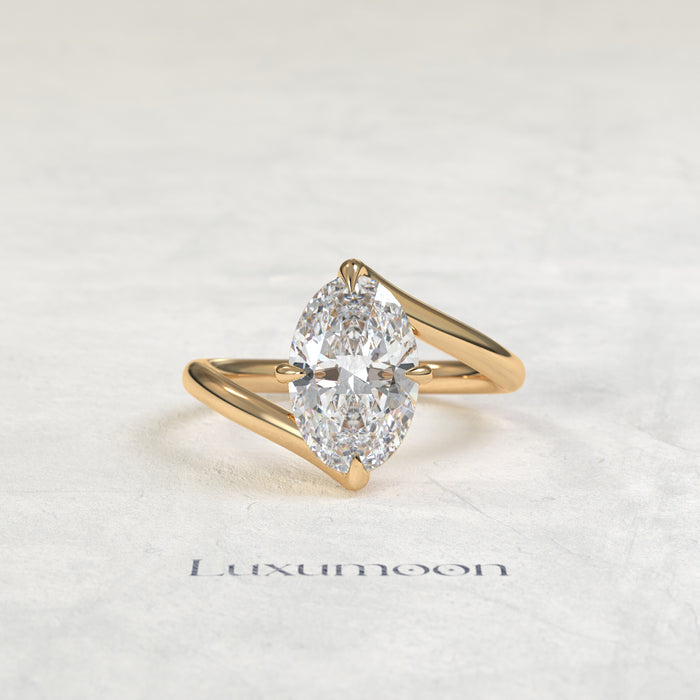 The Eryn – Oval Diamond Top Bottom Wave Engagement Ring