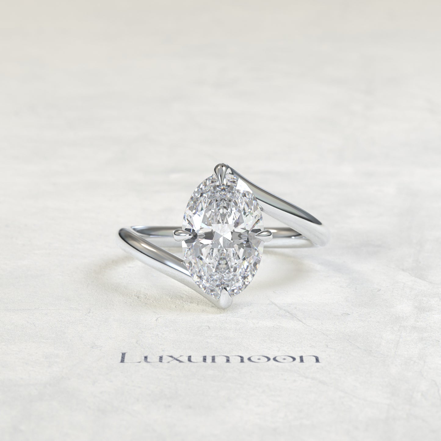 Bague de fiançailles Eryn – Diamant ovale, haut et bas ondulés