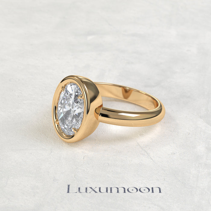The Orel – Bulky Bezel Oval Diamond Engagement Ring