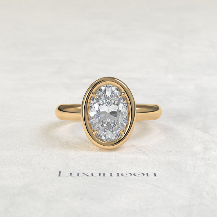 The Orel – Bulky Bezel Oval Diamond Engagement Ring