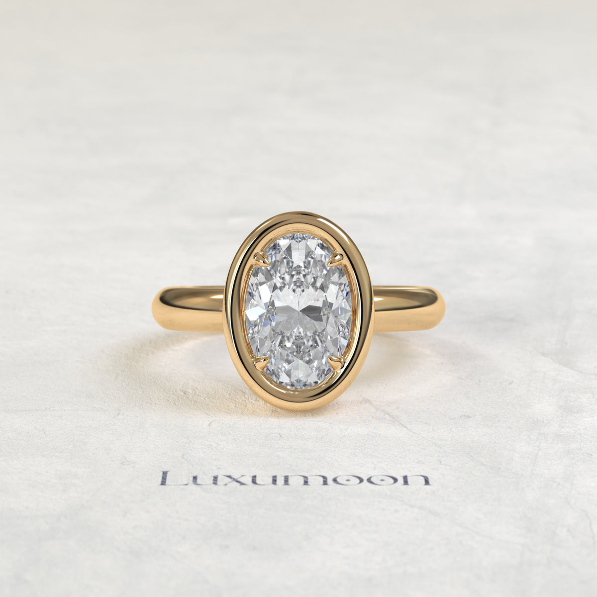 Bague de fiançailles Orel – Diamant ovale serti clos imposant