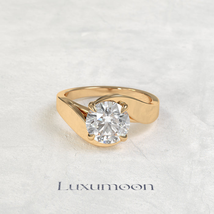 Bague de fiançailles Rexa – Sertissage volumineux avec diamant rond