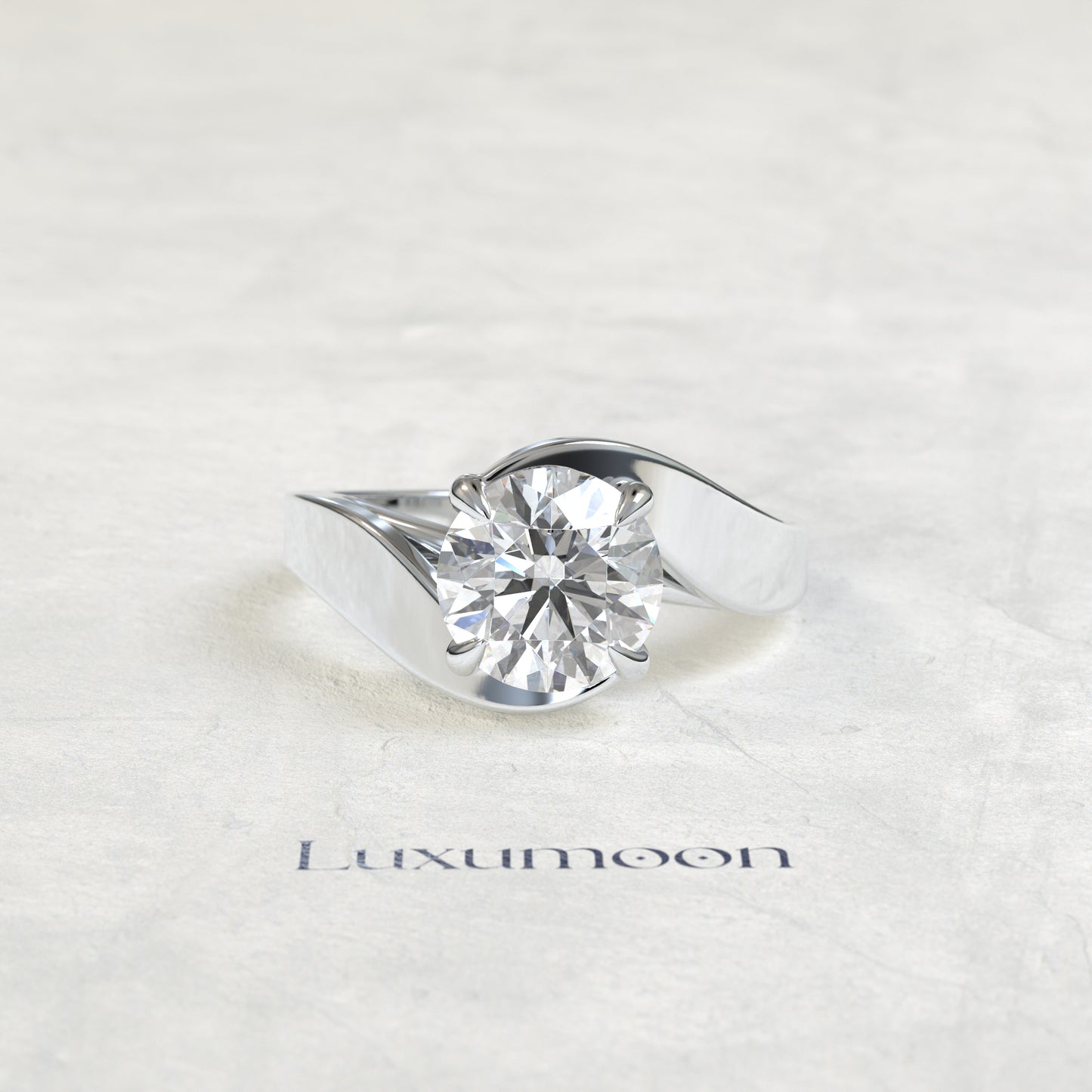 Bague de fiançailles Rexa – Sertissage volumineux avec diamant rond