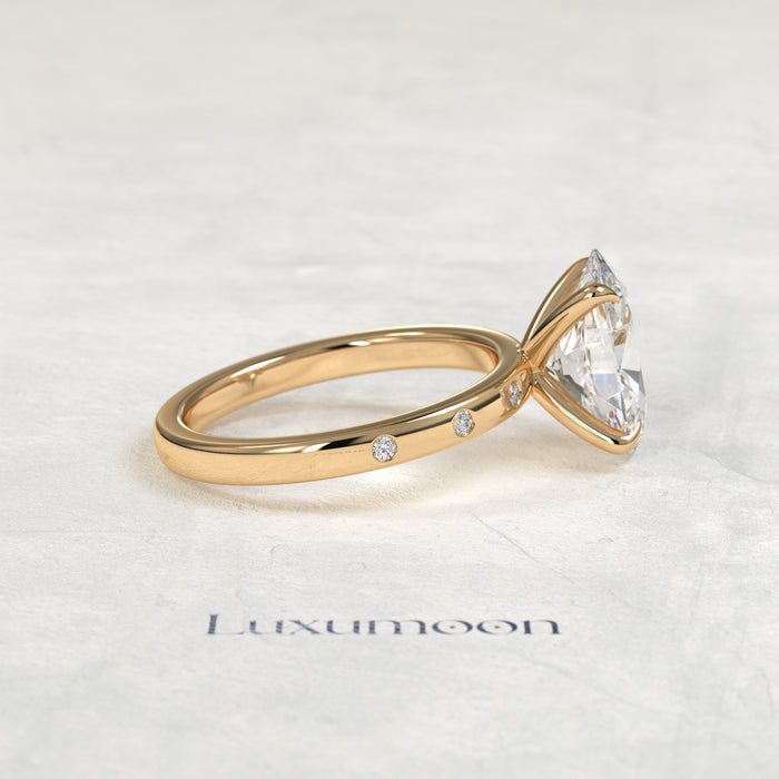 The Cora – 2 CT Oval Diamond Pave Band With Bezel Engagement Ring