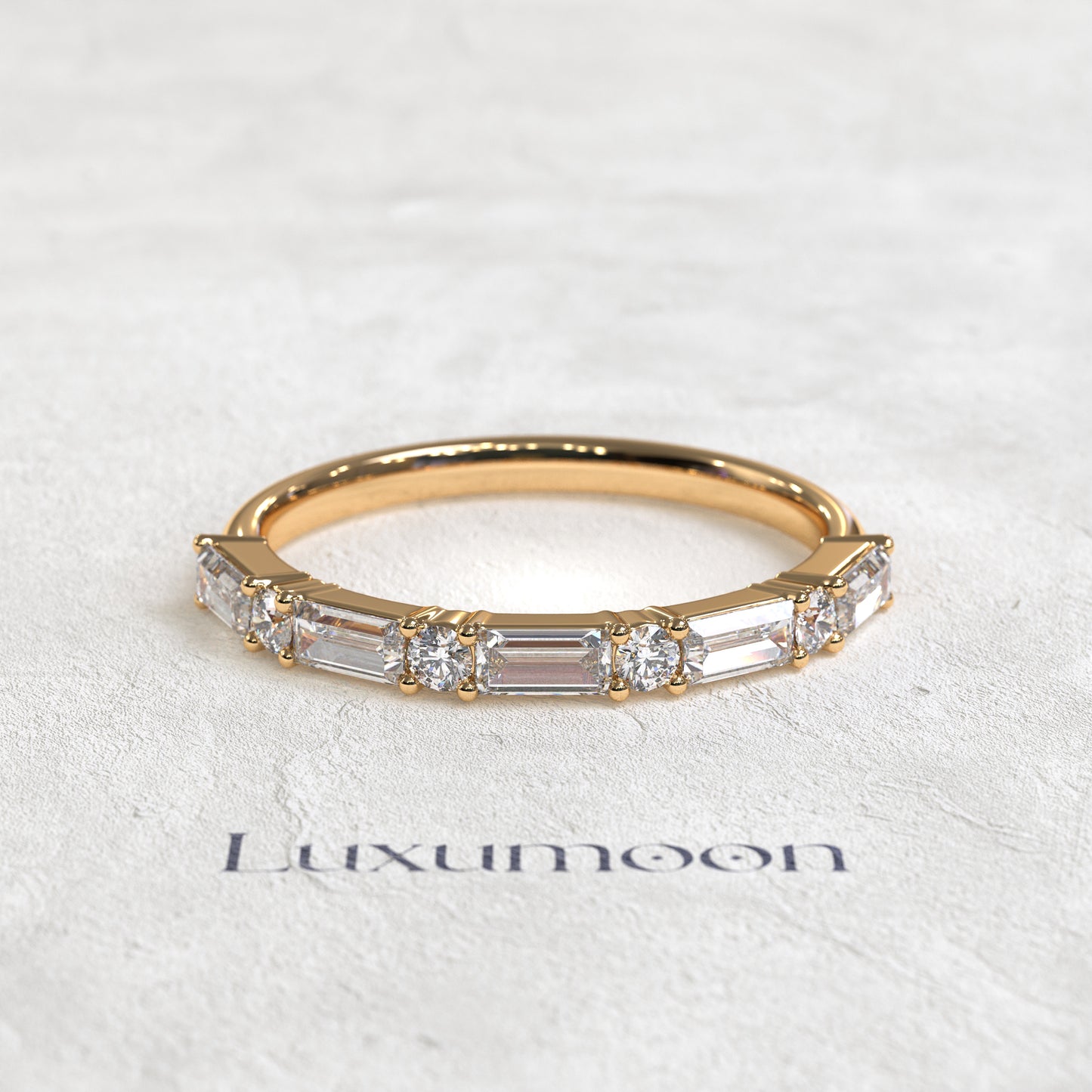 The Elura – East West Baguette & Round Diamond Band