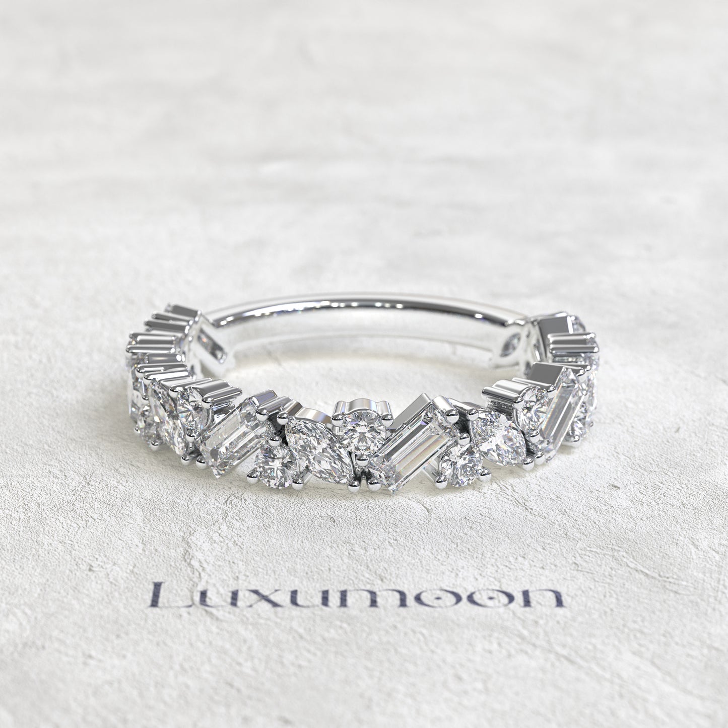 The Avenis – Marquise, Round & Baguette 3/4 Band