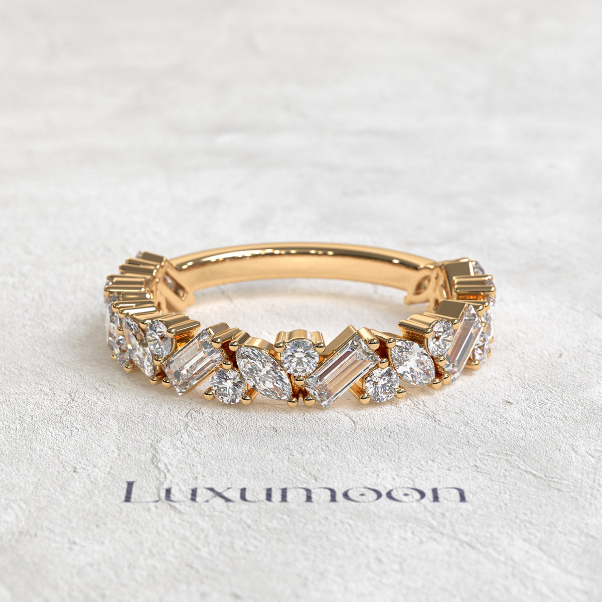 The Avenis – Marquise, Round & Baguette 3/4 Band