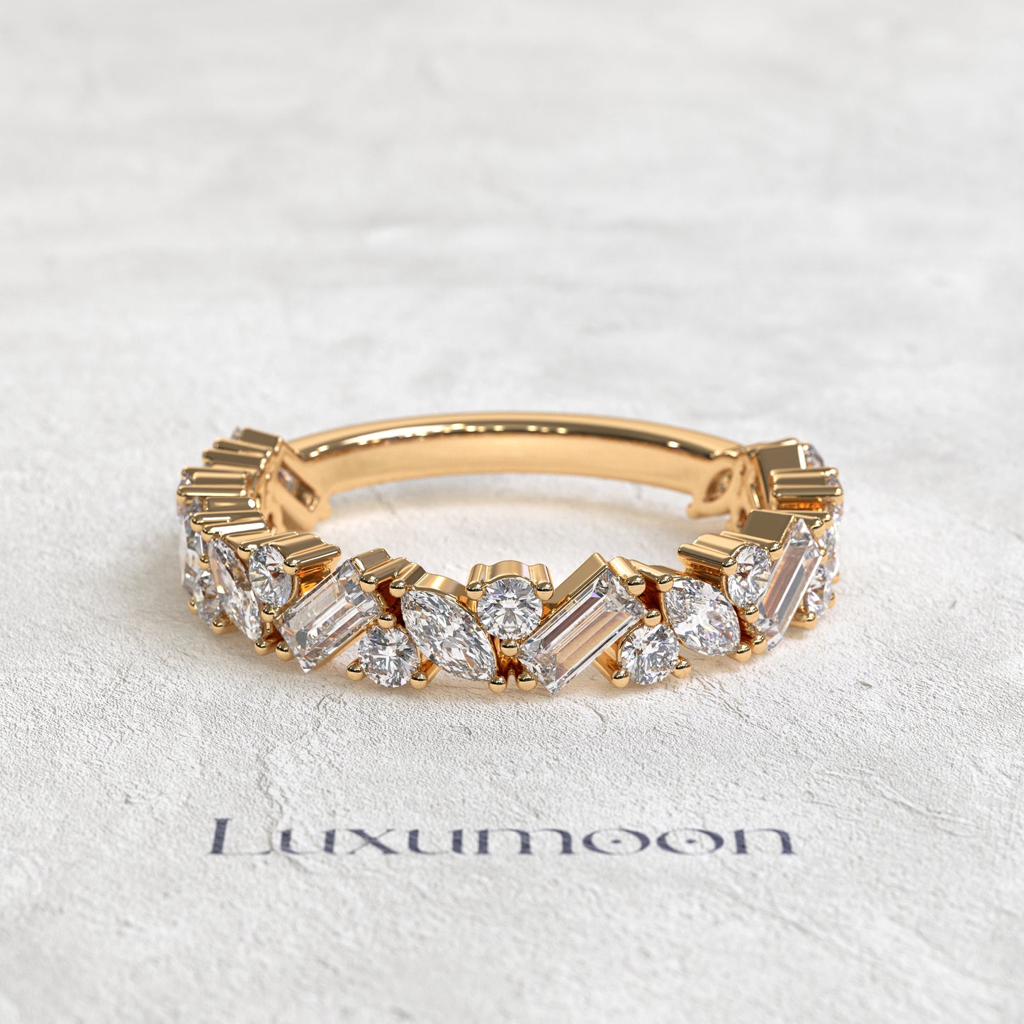 The Avenis – Marquise, Round & Baguette 3/4 Band