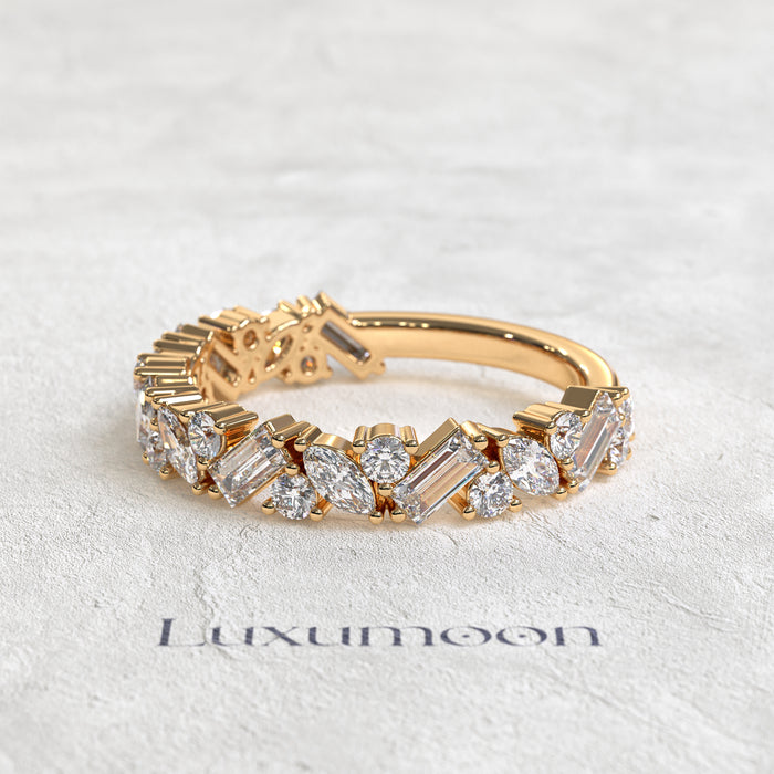 The Avenis – Marquise, Round & Baguette 3/4 Band