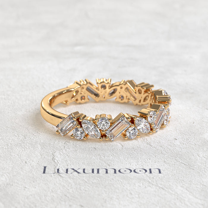 The Avenis – Marquise, Round & Baguette 3/4 Band