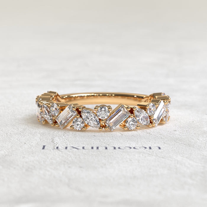 The Avenis – Marquise, Round & Baguette 3/4 Band