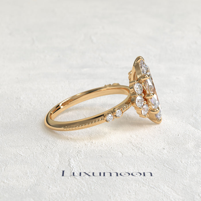The Velin – Marquise Lab Grown Diamond Floating Cluster Accent Engagement Ring