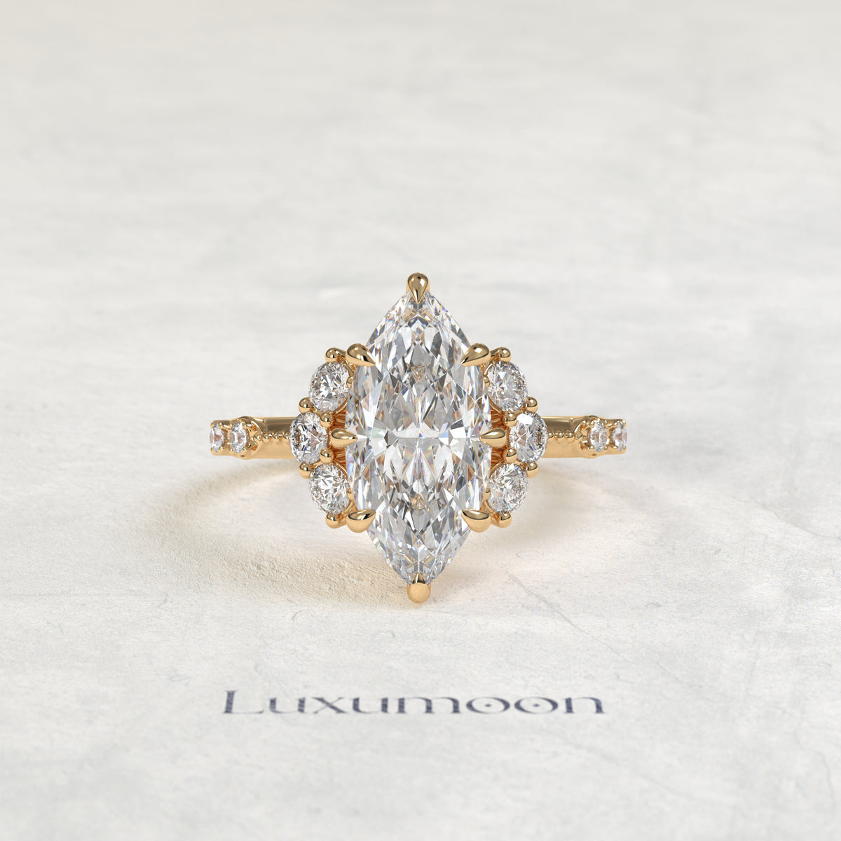 The Velin – Marquise Lab Grown Diamond Floating Cluster Accent Engagement Ring