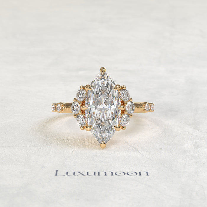 The Velin – Marquise Lab Grown Diamond Floating Cluster Accent Engagement Ring