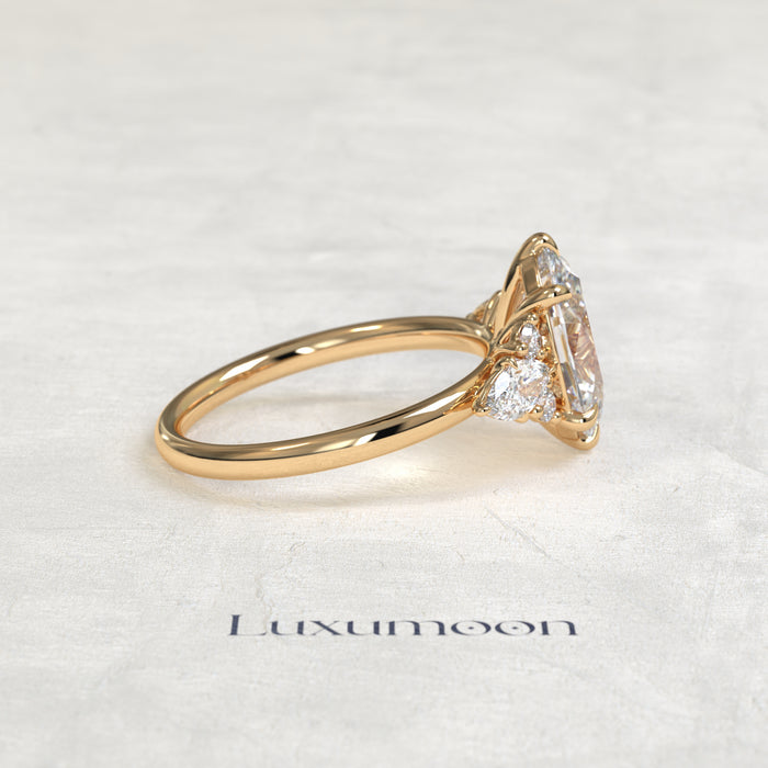 The Lorin – Oval Cut Lab Grown Diamond Marquise Accent Wing Cluster Engagement Ring