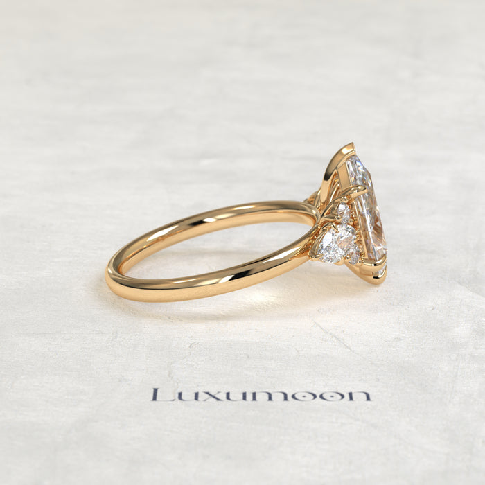The Myrel – Pear Cut Lab Grown Diamond Marquise & Round Wing Cluster Engagement Ring