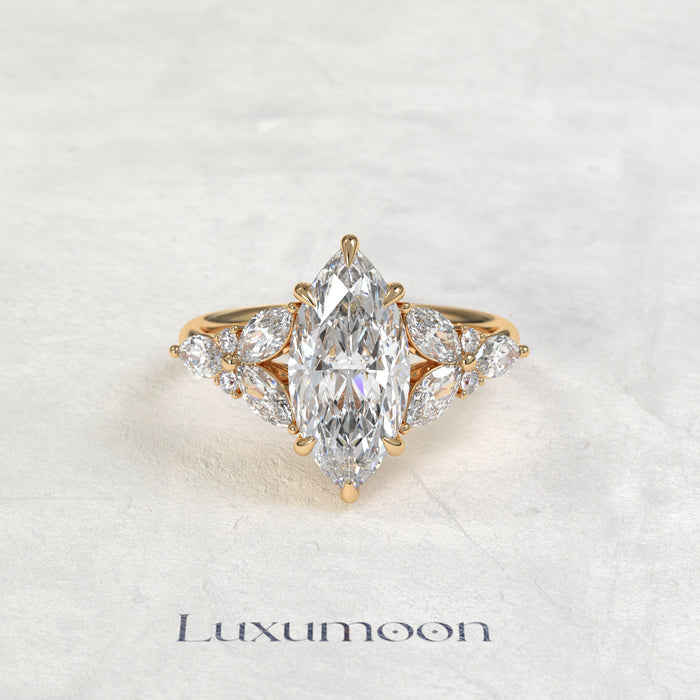The Lysa – Marquise Cut Lab Grown Diamond Open Petal Marquise Wing Engagement Ring