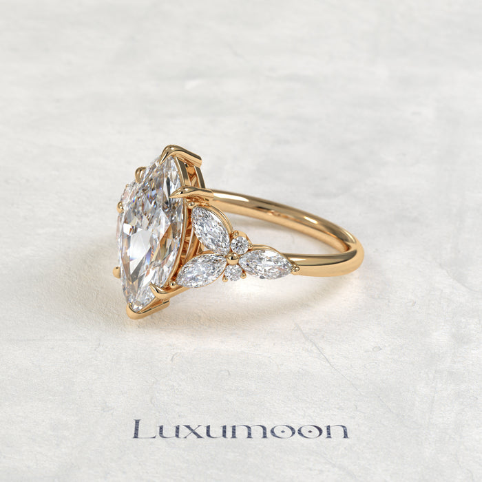 The Lysa – Marquise Cut Lab Grown Diamond Open Petal Marquise Wing Engagement Ring
