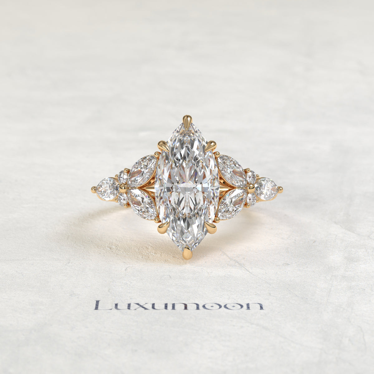 The Lysa – Marquise Cut Lab Grown Diamond Open Petal Marquise Wing Engagement Ring