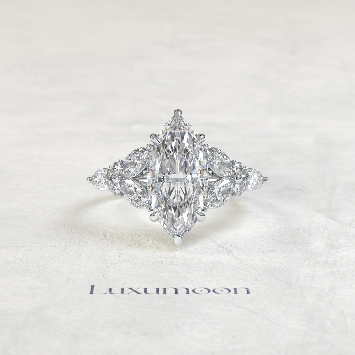 The Lysa – Marquise Cut Lab Grown Diamond Open Petal Marquise Wing Engagement Ring