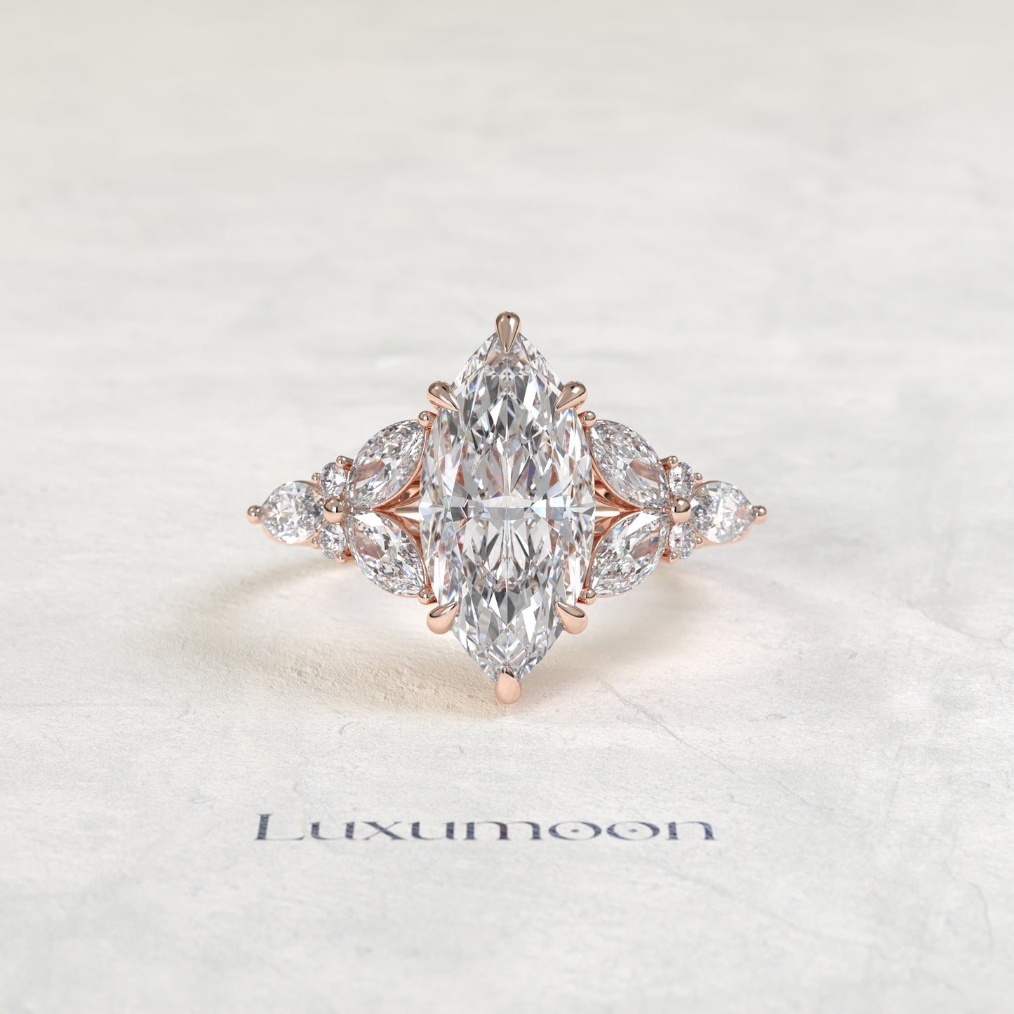 The Lysa – Marquise Cut Lab Grown Diamond Open Petal Marquise Wing Engagement Ring