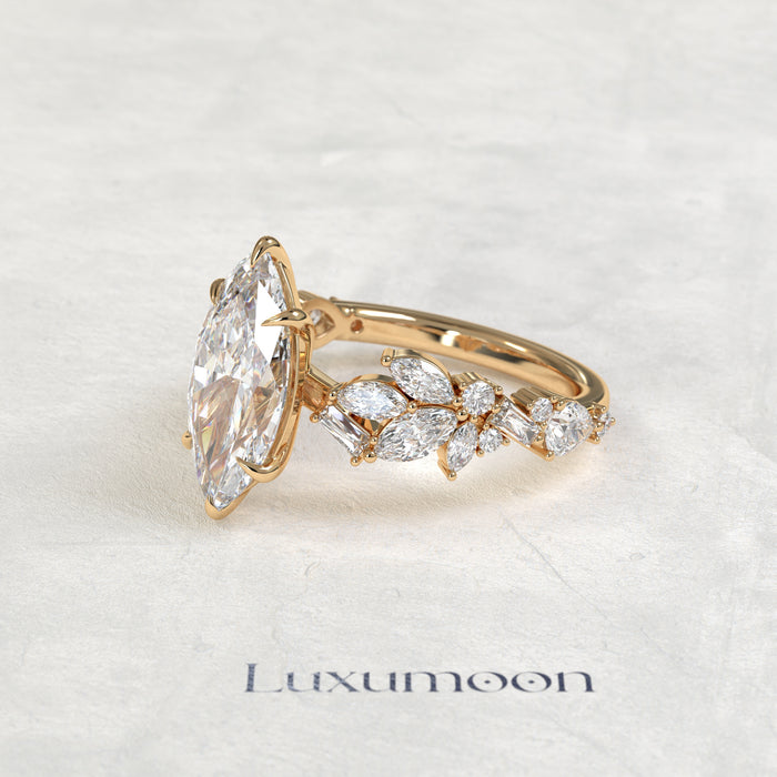 The Zyrel – Marquise Cut Lab Grown Diamond Marquise & Baguette Garland Band Engagement Ring