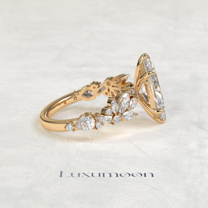 The Zyrel – Marquise Cut Lab Grown Diamond Marquise & Baguette Garland Band Engagement Ring
