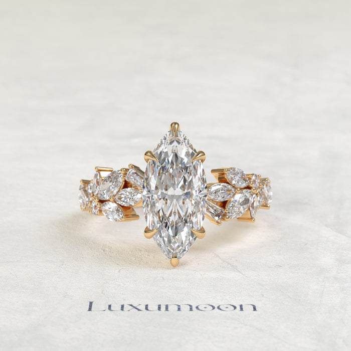 The Zyrel – Marquise Cut Lab Grown Diamond Marquise & Baguette Garland Band Engagement Ring