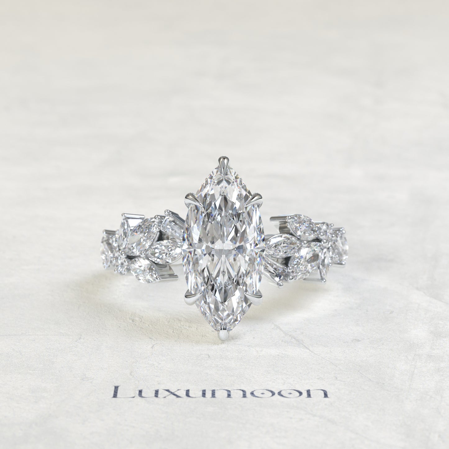 The Zyrel – Marquise Cut Lab Grown Diamond Marquise & Baguette Garland Band Engagement Ring