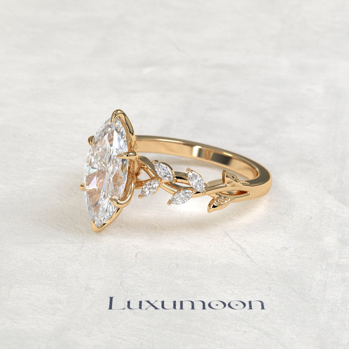 The Aera – Marquise Cut Lab Grown Diamond Marquise Leaf Vine Botanical Band Engagement Ring