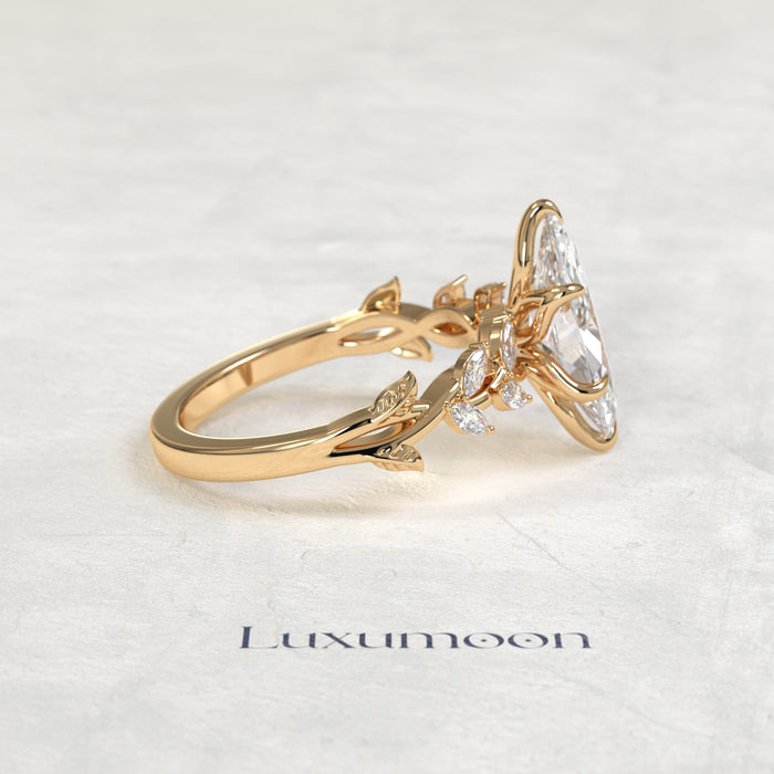 The Aera – Marquise Cut Lab Grown Diamond Marquise Leaf Vine Botanical Band Engagement Ring