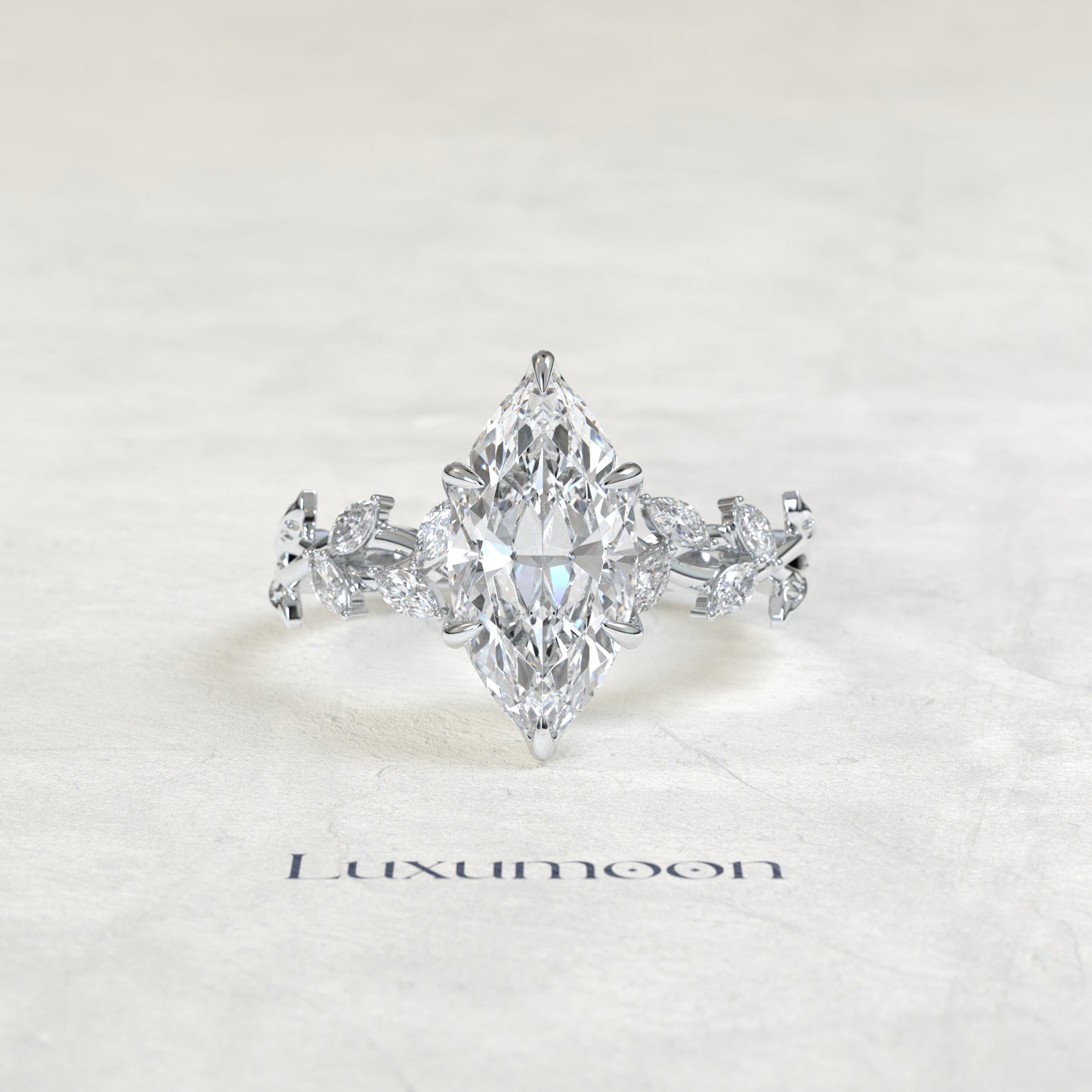 The Aera – Marquise Cut Lab Grown Diamond Marquise Leaf Vine Botanical Band Engagement Ring