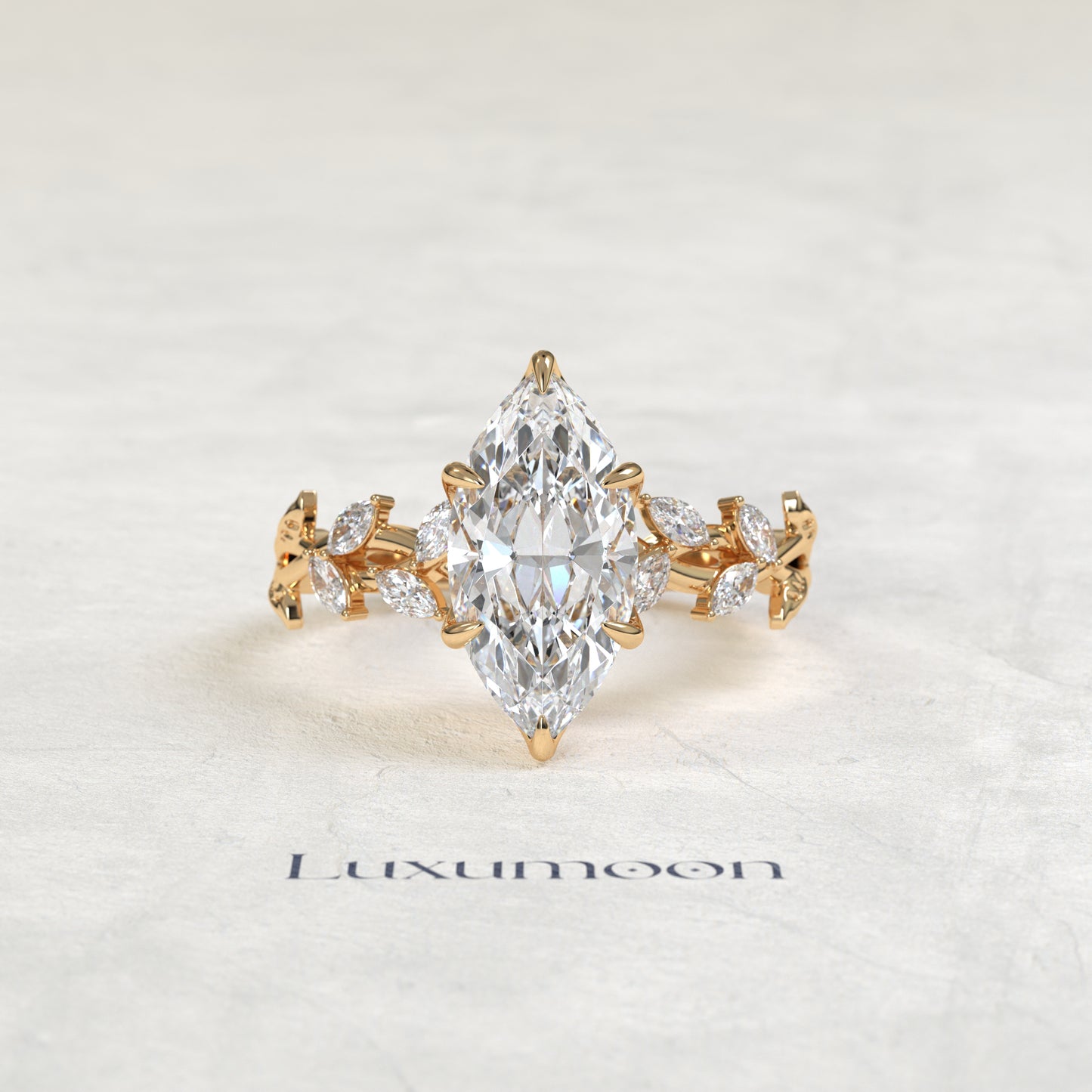 The Aera – Marquise Cut Lab Grown Diamond Marquise Leaf Vine Botanical Band Engagement Ring