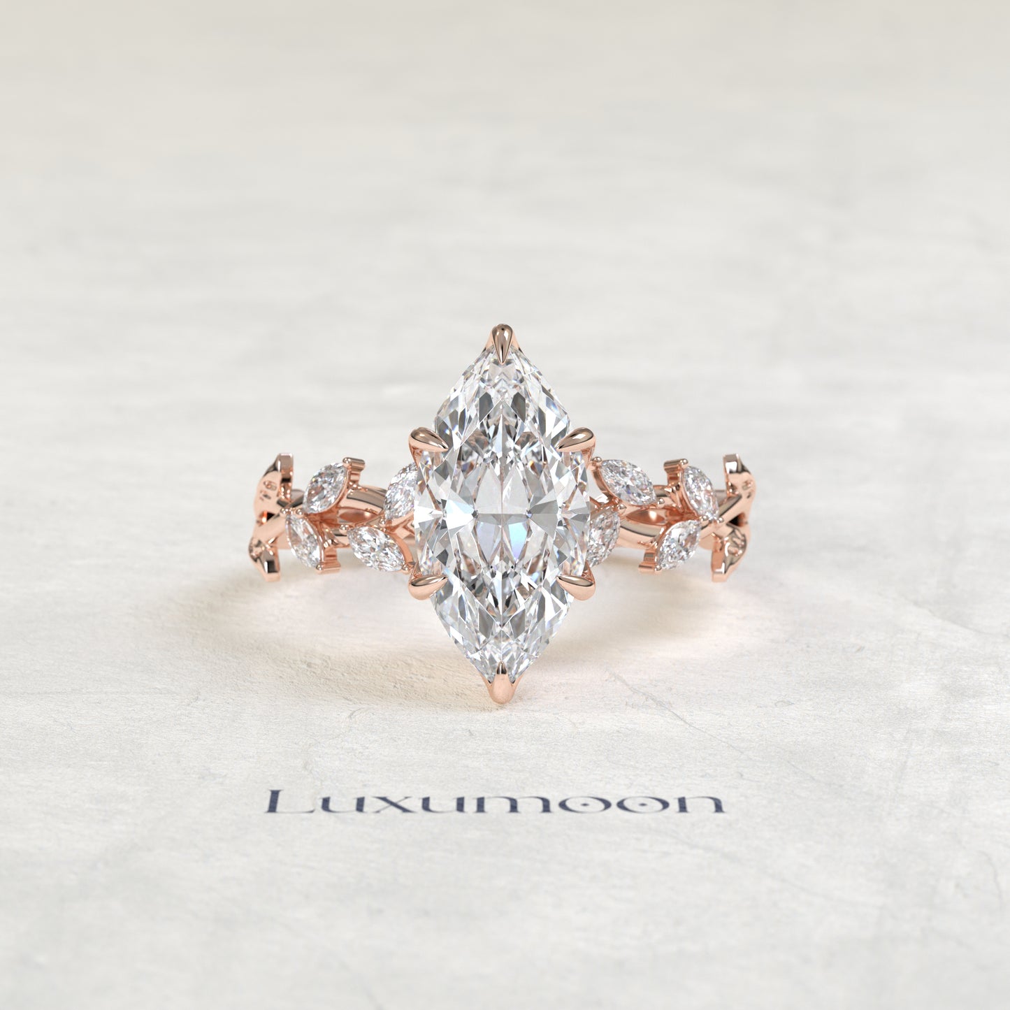 The Aera – Marquise Cut Lab Grown Diamond Marquise Leaf Vine Botanical Band Engagement Ring