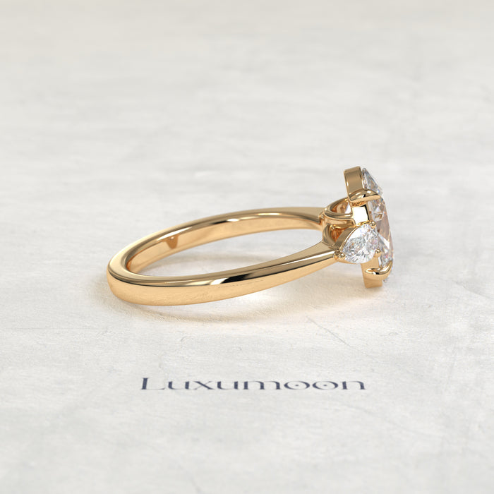 The Lyna – Oval & Pear Lab Grown Diamond Classic Three Stone Engagement Ring
