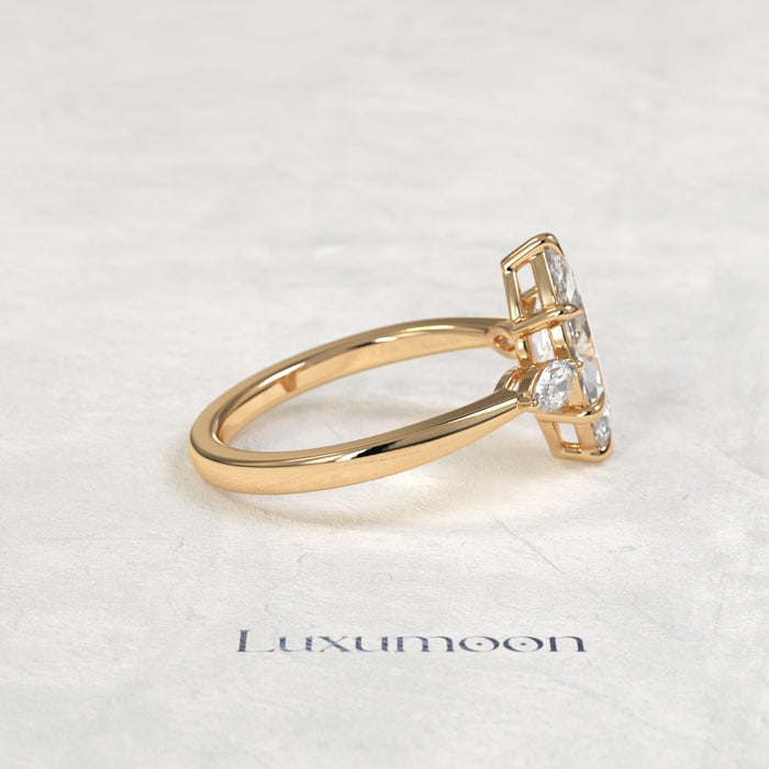 The Ryn – Marquise Cut Lab Grown Diamond Three Stone Trilogy Engagement Ring