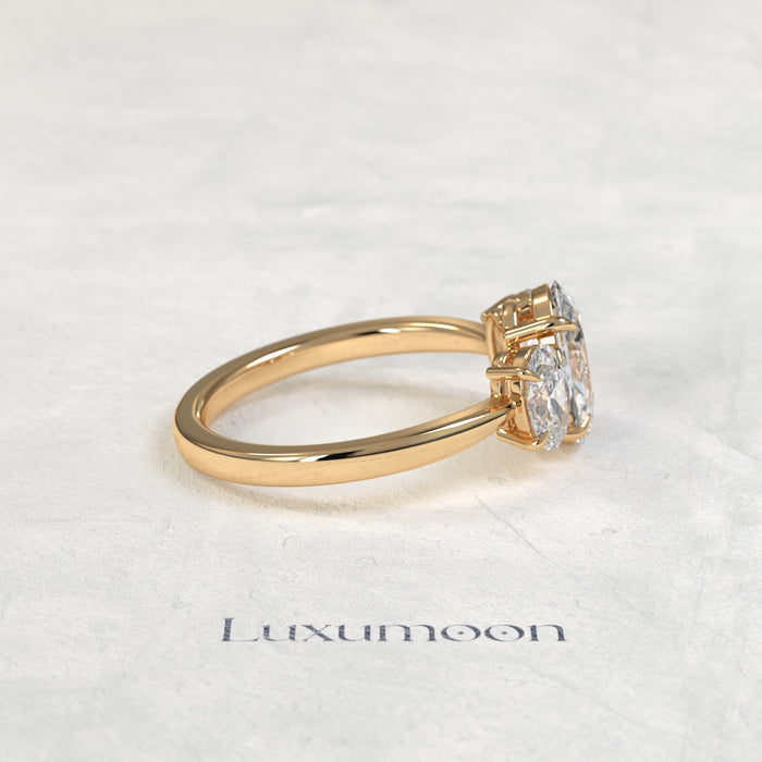The Bria – Oval Cut Lab Grown Diamond Three Stone Trilogy Engagement Ring