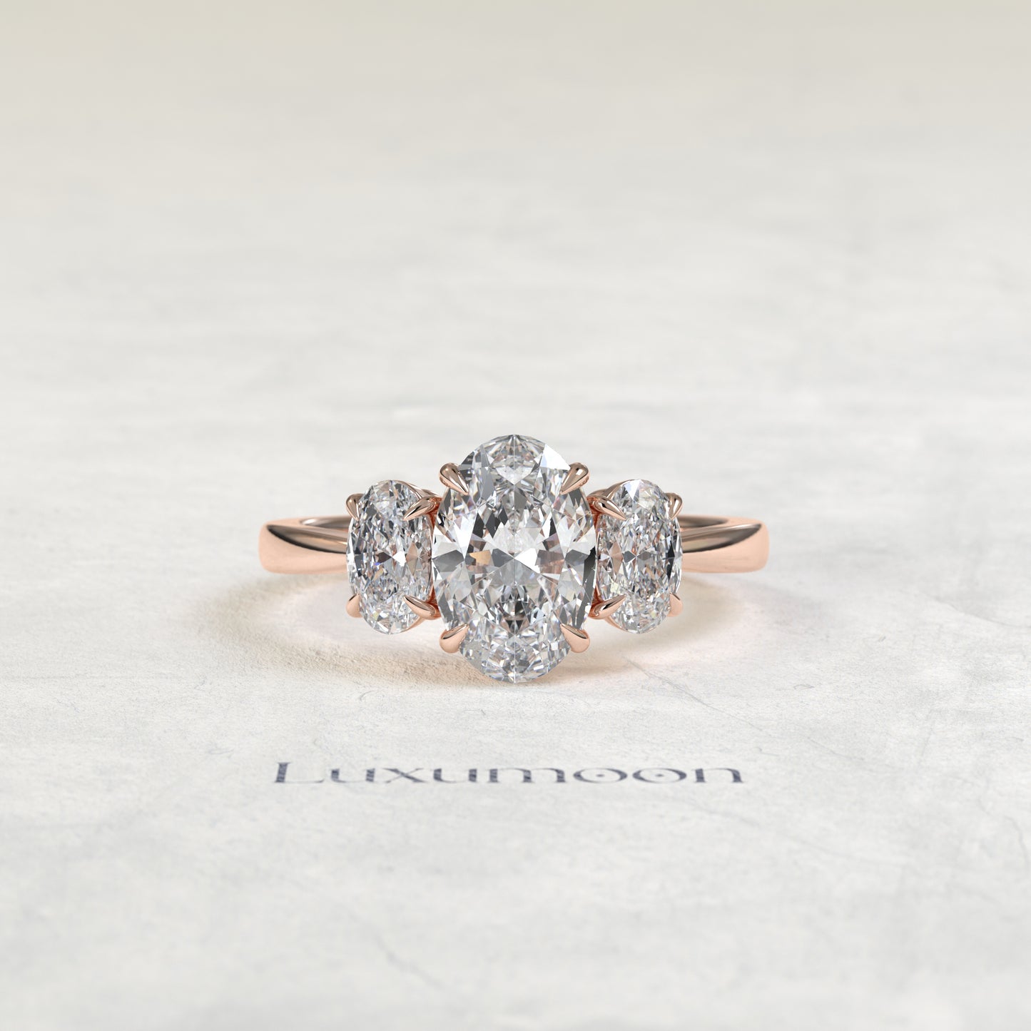 The Bria – Oval Cut Lab Grown Diamond Three Stone Trilogy Engagement Ring