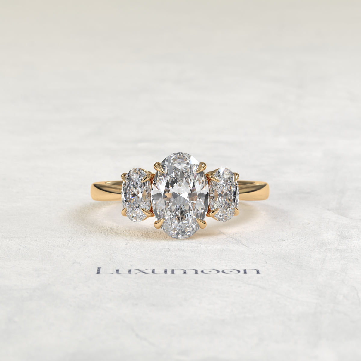 The Bria – Oval Cut Lab Grown Diamond Three Stone Trilogy Engagement Ring