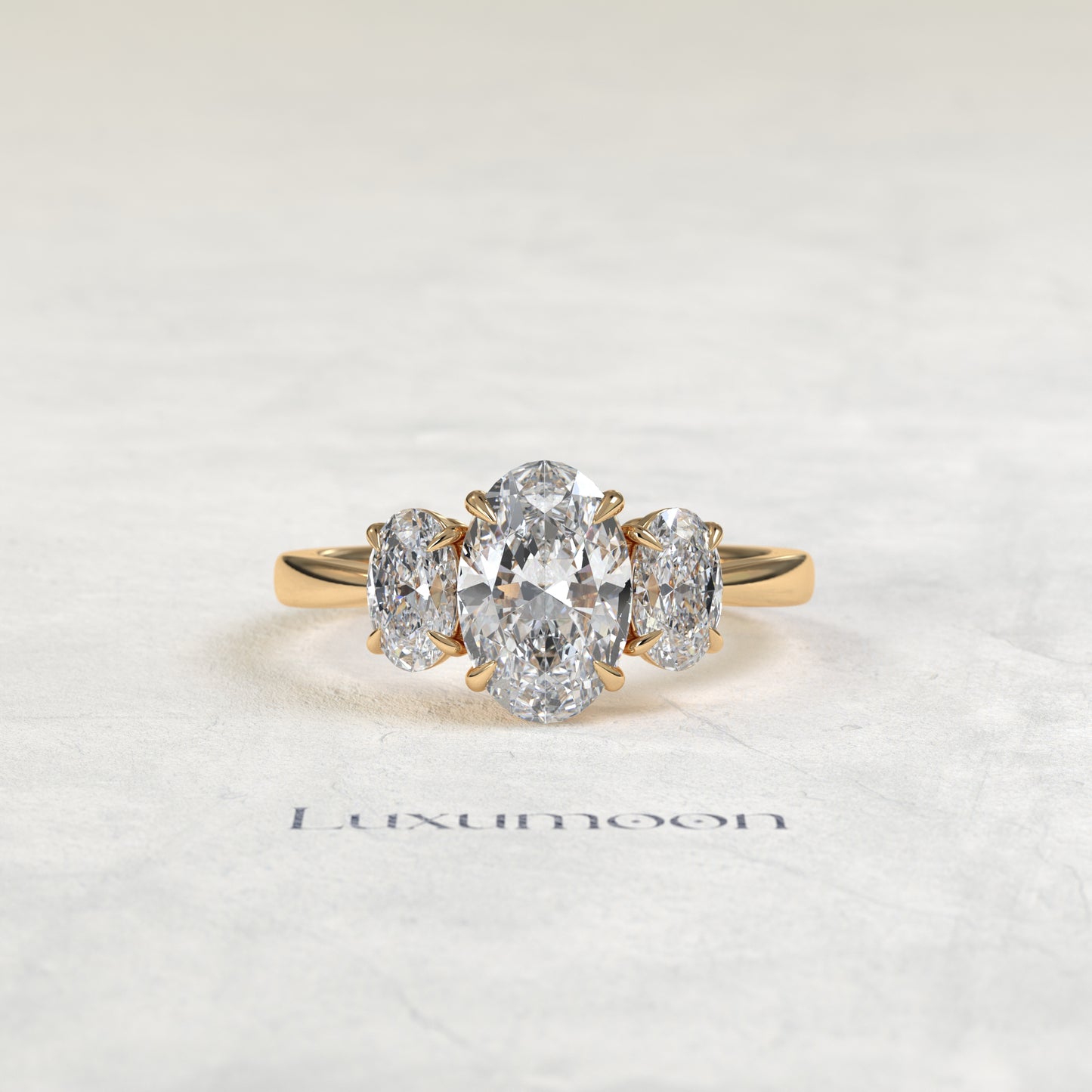 The Bria – Oval Cut Lab Grown Diamond Three Stone Trilogy Engagement Ring