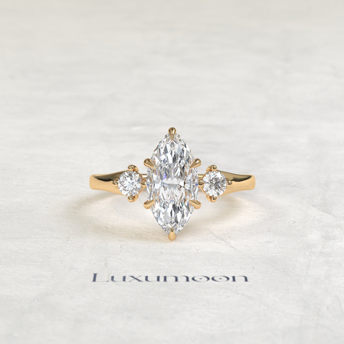 The Felova – Marquise Cut Lab Grown Diamond Round Accent Hidden Pavé Detail Engagement Ring