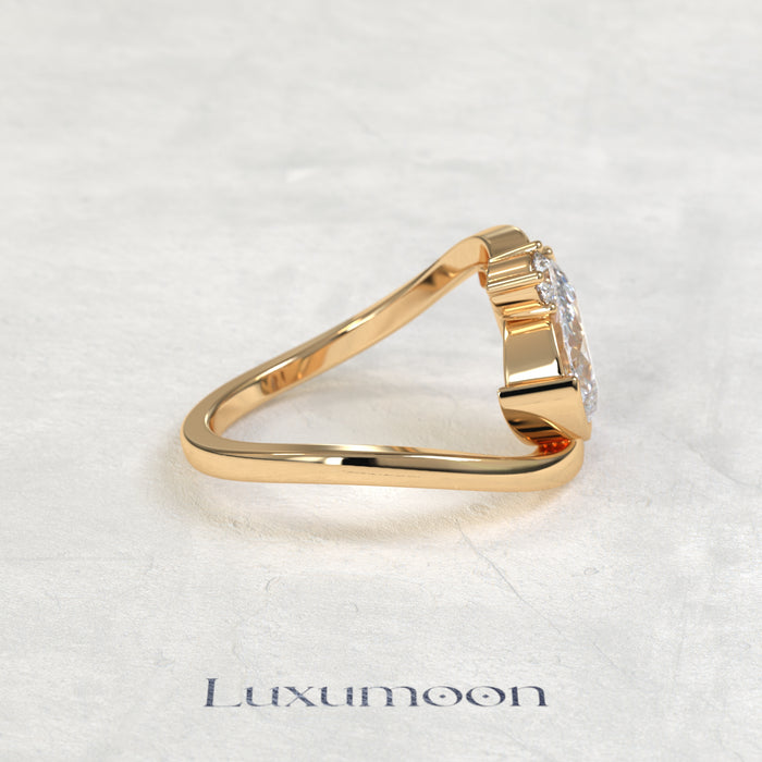 The Geova – Pear Lab Grown Diamond Open Bypass Tilted Setting Round Diamond Engagement Ring