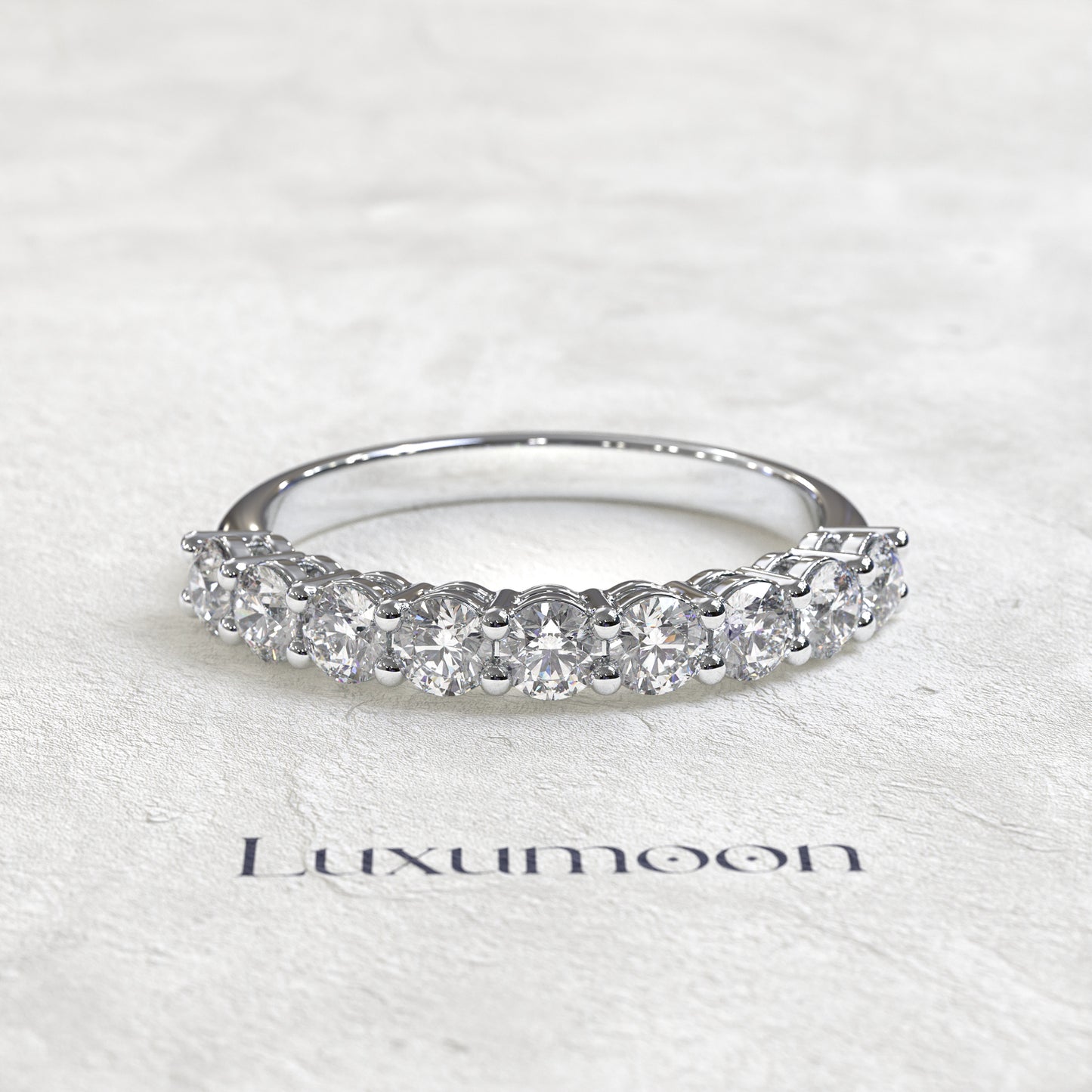 The Zyvelle – Classic Round Diamond Half Eternity Band