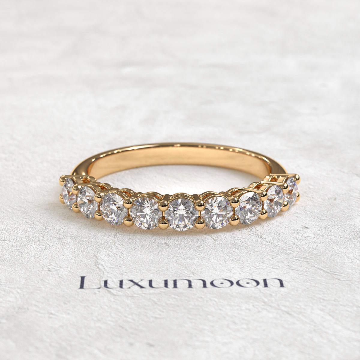 The Zyvelle – Classic Round Diamond Half Eternity Band