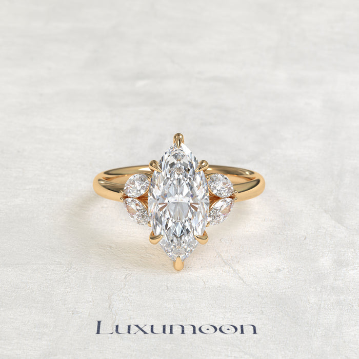 The Belyna – Marquise Cut Lab Grown Diamond Fanned Marquise Petal Wing Engagement Ring