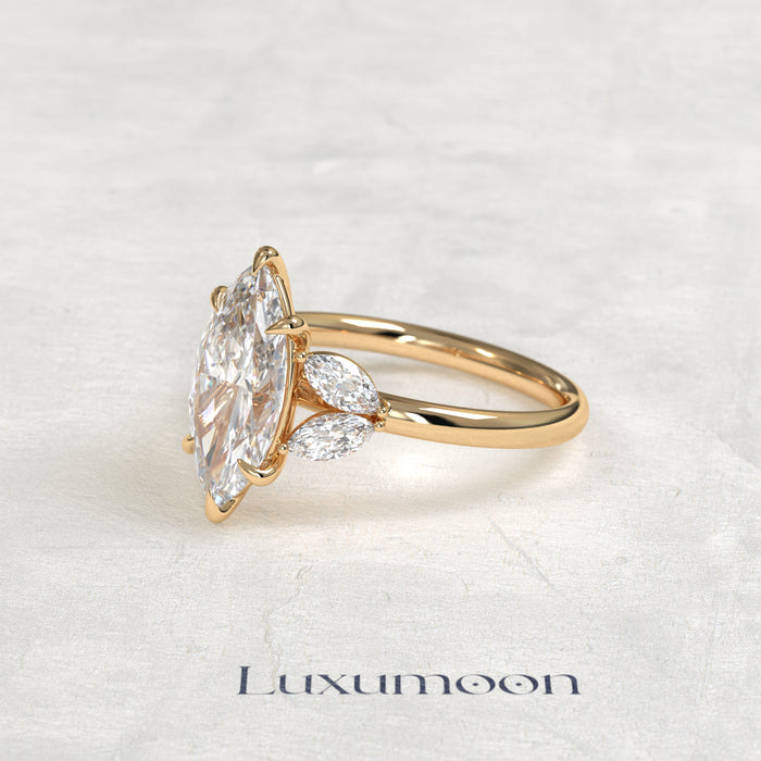 The Belyna – Marquise Cut Lab Grown Diamond Fanned Marquise Petal Wing Engagement Ring