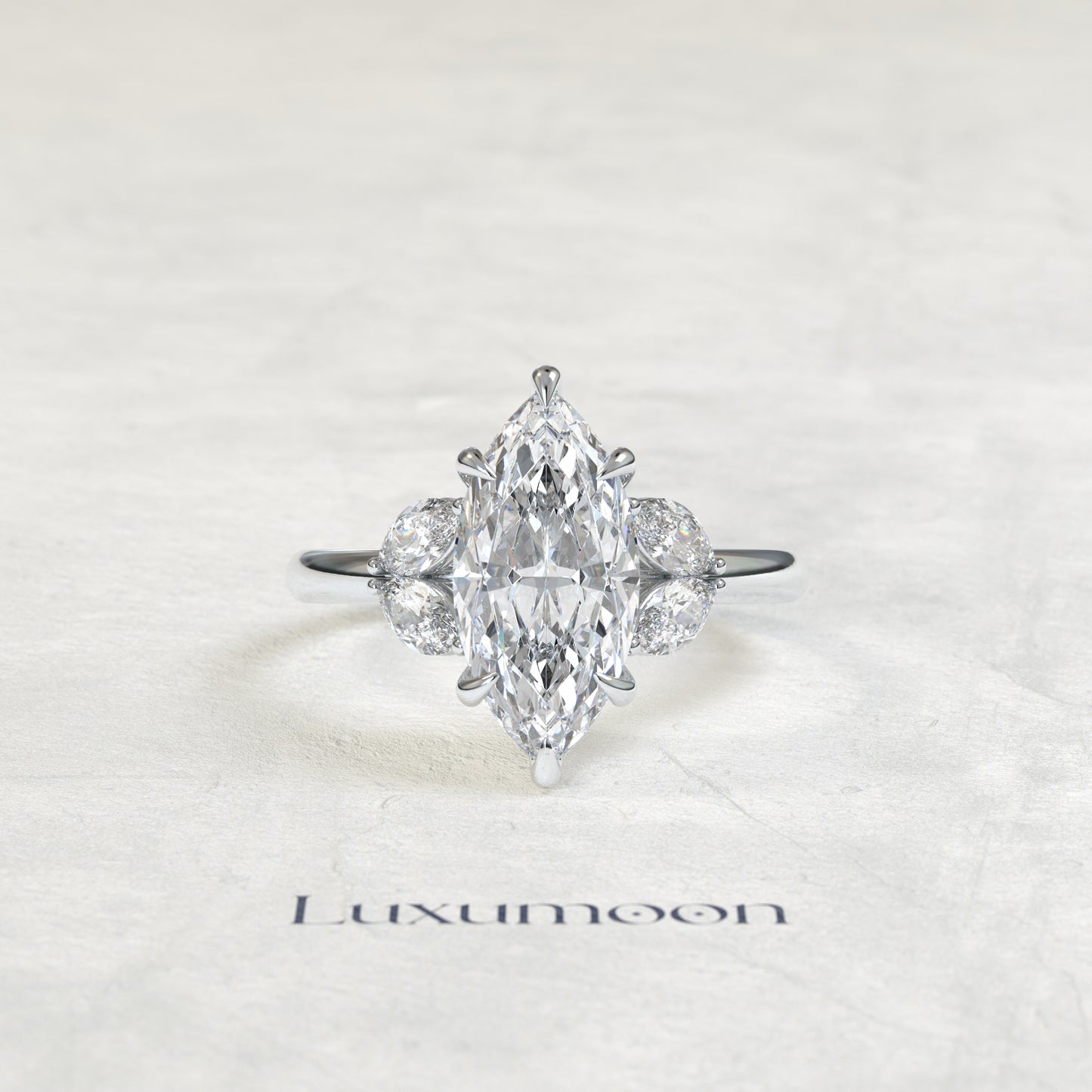 The Belyna – Marquise Cut Lab Grown Diamond Fanned Marquise Petal Wing Engagement Ring