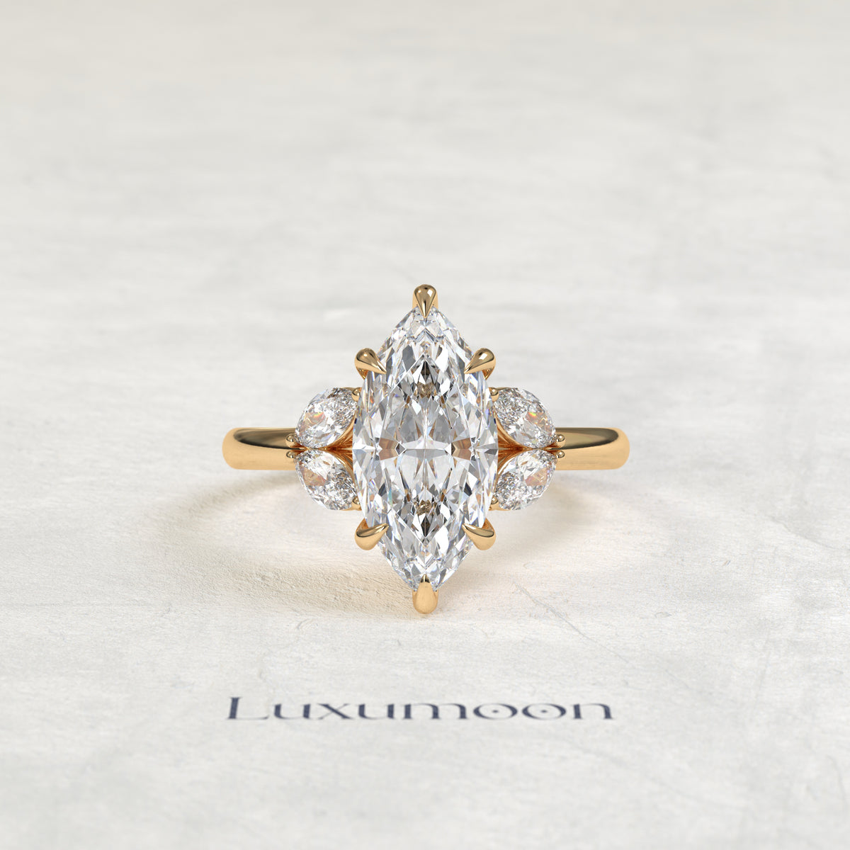 The Belyna – Marquise Cut Lab Grown Diamond Fanned Marquise Petal Wing Engagement Ring