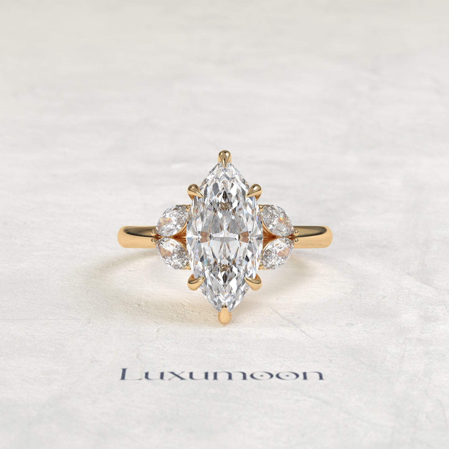 The Belyna – Marquise Cut Lab Grown Diamond Fanned Marquise Petal Wing Engagement Ring